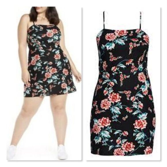 BP Linen Blend Floral Mini Dress size 1X - NEW - Picture 1 of 11